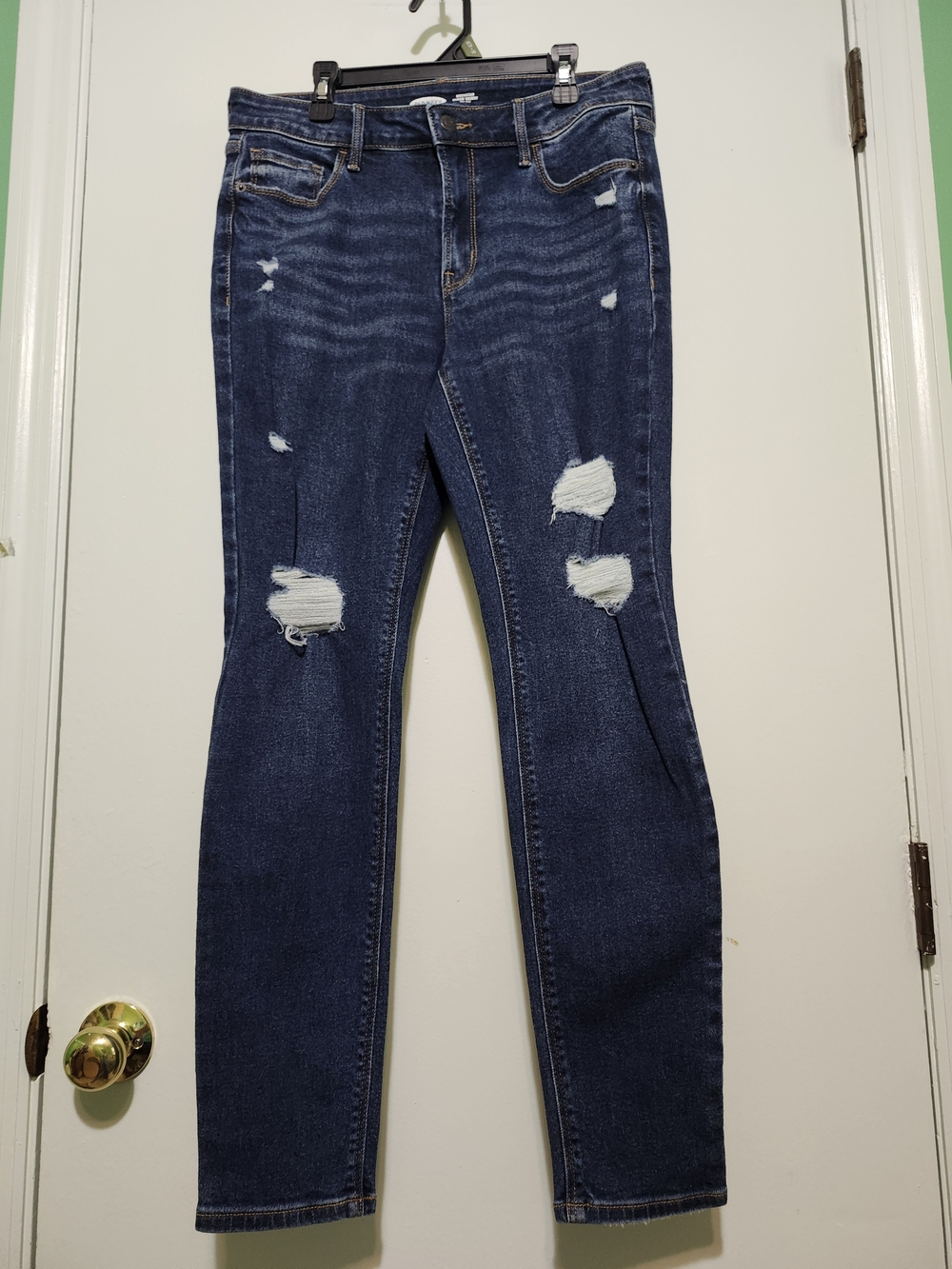 Old Navy Dark Blue Distressed Skinny Jeans